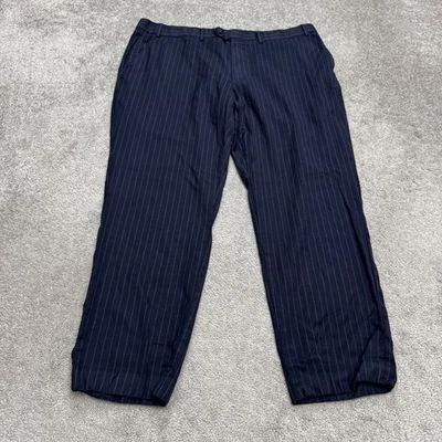 Pantalones de vestir de lana a rayas Lauren Ralph Lauren para hombre 42x30 azul marino recto Foto 1 de 4