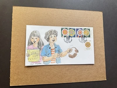 Filipinas 1990 FDC (29) + Navidad #2038-39 + Cachet pintado a mano (C) + Niños Foto 1 de 2
