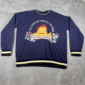 Studio Ghibli Howl's Moving Castle Sweatshirt Herren XL Navy Calcifer Crewneck - Bild 1 von 10