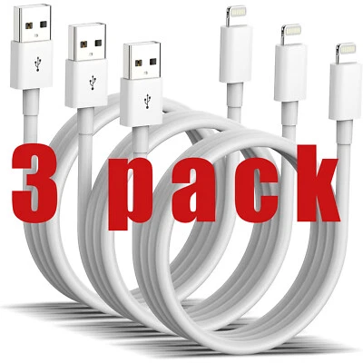 3PACK USB Data Fast Charger Cable Cord For Apple iPhone 5 6 7 8 X 11 12 13 MAX - Image 1 of 4