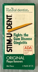 Stim-U-Dent Rimuovi Placca Originale Gusto Menta 4 Confezioni da 25 NUOVO - Foto 1 di 3