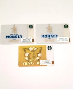 Starbucks  Monkey And Pig  Gift Card Lot  Of   3   No $ Value   3887 - Picture 1 of 3