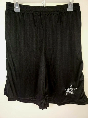 0724 Mens DALLAS STARS Polyester Jersey SHORTS Embroidered BLK w/Pockets New Cover