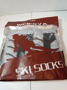 WEIERYA Ski Socks - 2 Pair - Size Large, NWT, Grey/Black, Warm Winter Socks! - Picture 1 of 2