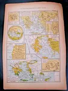 1953 MAPPE TERRA GRECIA TROJA CNOSSO MICENE TIRINTO ATLANTE STORICO 21,5 x 31 - Foto 1 di 1