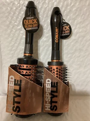 2x Conair Quick Blow Dry Copper Collection Round Vented Hair Brush Big & Small - Image 1 of 3