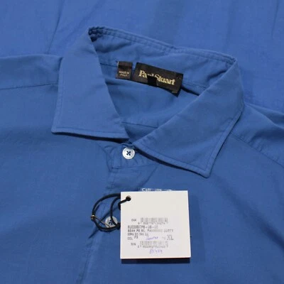 Paul Stuart by Fedeli NWD Casual Button Down Shirt Size XL in Blue Cotton Blend - Image 1 of 4