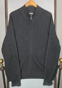 LL BEAN Herren 100% Kaschmir Waffelstrick Full Zip Pullover Gr. XL Jacke anthrazit - Bild 1 von 11