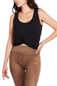 Kensie Black Twist Front Scoop Neck Sleeveless Tank Top - Picture 1 of 2