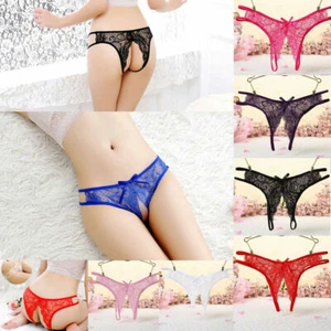 Sexy Women Lace Thong G-string Panties Lingerie Underwear Crotchles T-back USA - Picture 1 of 27