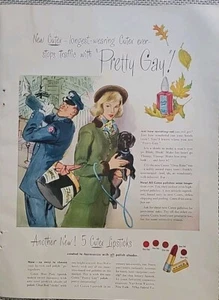 Lápiz labial polaco de uñas Cutex 1947 bastante gay. Hatbox perro anuncio vintage - Imagen 1 de 1