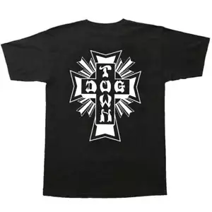 DOGTOWN SKATEBOARDS - OG CROSS LOGO T-SHIRT - BLACK / WHITE CROSS - Picture 1 of 2
