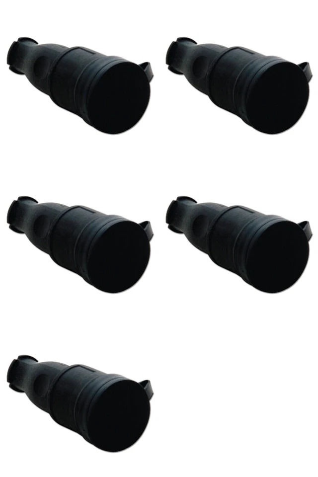 TP-ELECTRIC 5 x Schuko Kupplung Vollgummi IP44 Schutzkontakt Kupplung 230V 16A Gummikupplung