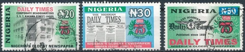 75th Anniv Daily Times Newspaper - Nigeria 2001 - F H - SG 773/4 & 776 Cover