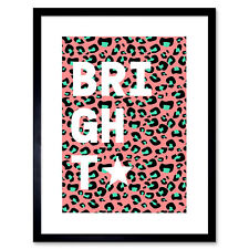 Leopard Coral And Green Bright Words Art Print Framed Poster Wall Decor