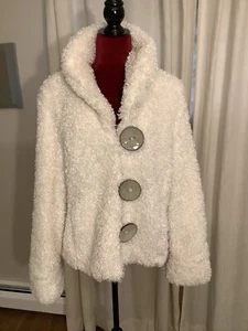 Montanaco flauschige weiße Übergangsjacke, coole Knöpfe M/L - Bild 1 von 8