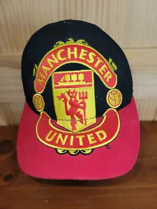 Manchester United Football Team Baseball Hat Snapback Black/Red Embroidered Logo - Foto 1 di 6