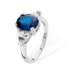 Sterling Silver Sapphire Ring Solitaire 925 Hallmarked British Made Sizes J - R - Picture 1 of 3