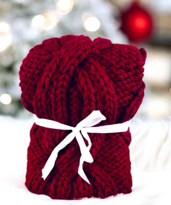 CUBIERTA DE ALMOHADA Pottery Barn Colosal Tejida a Mano Rojo Cardenal con Espalda Sherpa 24" Nueva con Etiquetas Foto 1 de 4