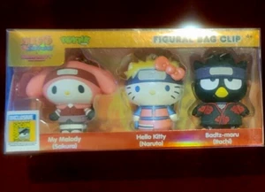 NEW SDCC 2022 Exclusive Hello Kitty & Naruto 3D Foam Figural Bag Clip 3 Piece - Picture 1 of 5
