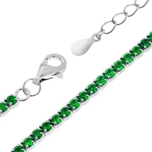 Bracciale Tennis Griffe cm 17+3 con Zirconi mm 2 Verde Smeraldo in ARGENTO 925 G - Foto 1 di 1