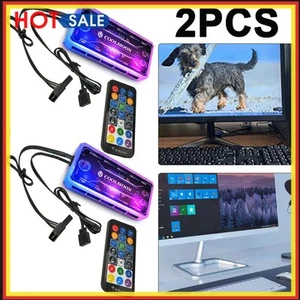 2Pcs RGB Fan Controller 12cm Remote Control Computer Case PC Cooling Chassis - Afbeelding 1 van 8