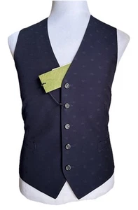 New $1300 Gucci Men GG Print Wool Vest Gilet Navy 40 US ( 50 Eu ) Italy - Picture 1 of 10