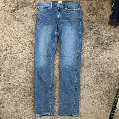 J. Pantalones de mezclilla cónicos deportivos Crew 1040 para hombre talla 33x34 azul lavado medio bigote descolorido Foto 1 de 4