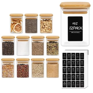 Spice Jars with Labels 6 oz 12Pack, Small Spice Containers Starter Set, Glass... - Picture 1 of 7