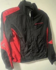Vintage Harley Davidson große Damen Reißverschluss Jacke Motorrad schwarz rot Taschen - Bild 1 von 22