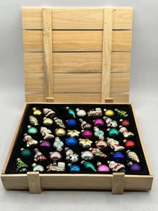 Miniatur mundgeblasener Christbaumschmuck Set 47 Teile in Holzkiste - Bild 1 von 14