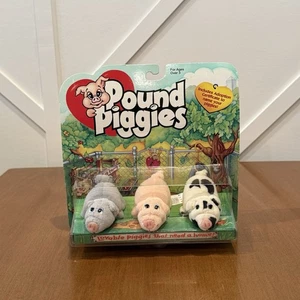 NOS 1997 Galoob Pound Piggies Sealed 3 Baby Pigs Gray Pink Black Specked - Picture 1 of 8