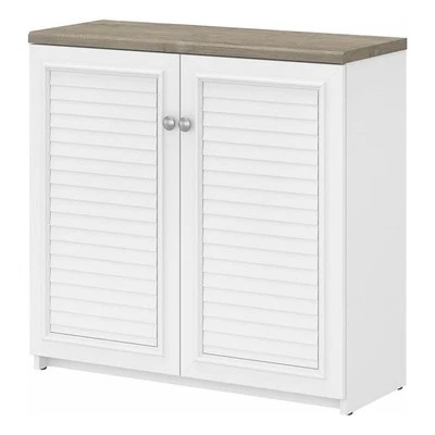 Bush Furniture Fairview Small Storage Cabinet with Doors in White & Gray - Image 1 of 4