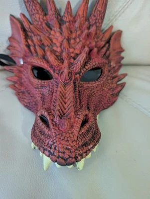 Rare 3D thick Red Dragon mask Cosplay Realistic Elastic Straps - Image 1 of 4