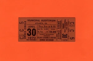 1970 Delaney & Bonnie, Norman Greenbaum Unused Full Concert Ticket Atlanta, GA - Picture 1 of 1