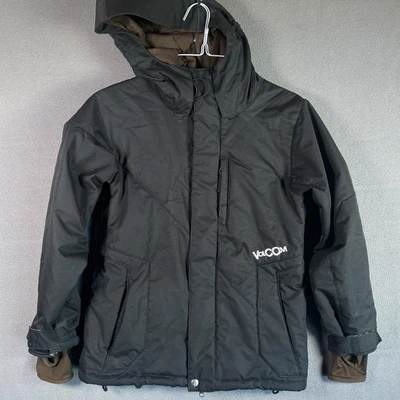 Chaqueta de esquí para nieve Volcom juvenil grande negra 5K 7K con capucha cremalleras falda en polvo Foto 1 de 4