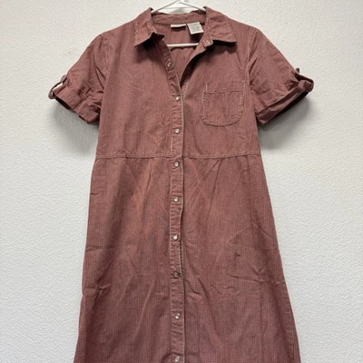 White Stag Women's M Red Cream Gingham Snap Button Maxi Dress Vintage - Image 1 of 4