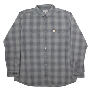 CARHARTT Mens Worker Shirt Grey Striped Long Sleeve 2XL - Picture 1 of 6