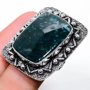 Indischer Moosachat Edelstein 925 Sterling Silber Geschenk Schmuck Ring Gr. 6 V640 - Bild 1 von 3