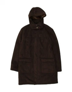 BEN SHERMAN Mens Sherpa Hooded Overcoat UK 38 Medium Brown Polyester CM01 - Picture 1 of 4