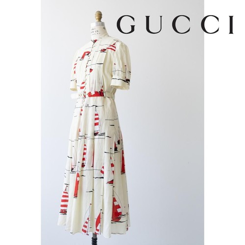 GUCCI Abito plissettato modello yacht cotone multicolore 40 L 84704c