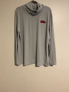 Columbia Golf 2XL Ole Miss Gray Long Sleeve Pullover Mock Neck Drawstring Sporty - Picture 1 of 10