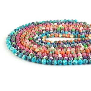 Cuentas espaciadoras redondas de piedras preciosas de jade nieve multicolor 15,5" 4 mm 6 mm 8 mm 10 mm 12 mm - Imagen 1 de 10