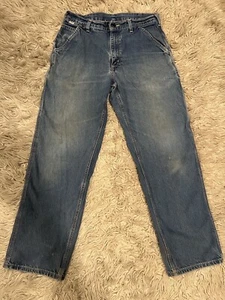 Carhartt Jeans Mens 33x32 FRB 13 FR Carpenter Distressed Work Dungaree Fit Denim - Picture 1 of 20
