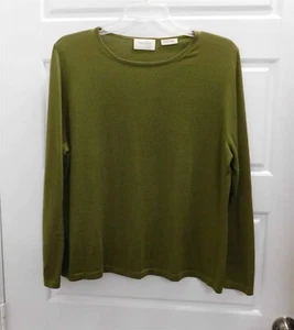 Neiman Marcus 100% Cashmere Green Pullover Lightweight Sweater Top sz XL - Picture 1 of 3