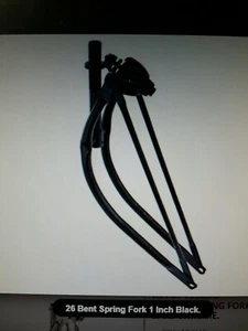 QUALITY BENT SPRINGER FORK 26" BEACH CRUISER BICYCLES, LOWRIDER ,BLACK, 1" - Picture 1 of 3