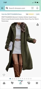 PRETTYGARDEN Women's 2023 Winter Coats Fuzzy Fleece Long Hooded Jackets Size L - Picture 1 of 8