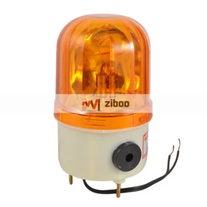 AC 110V 10W Yellow Industrial Rotary Lamp Sound Buzzer BeaconHalogenBulbLight✦Kd - Picture 1 of 4