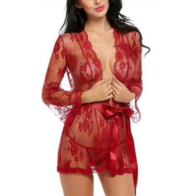 US Women Lace Sexy Lingerie Nightwear Sleepwear G-string Babydoll Underwear Set - Image 1 of 4