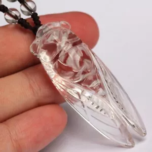 Natürliche weiße Jade handgeschnitzte Zikade Halskette Anhänger als Geschenk für Frauen - Bild 1 von 4